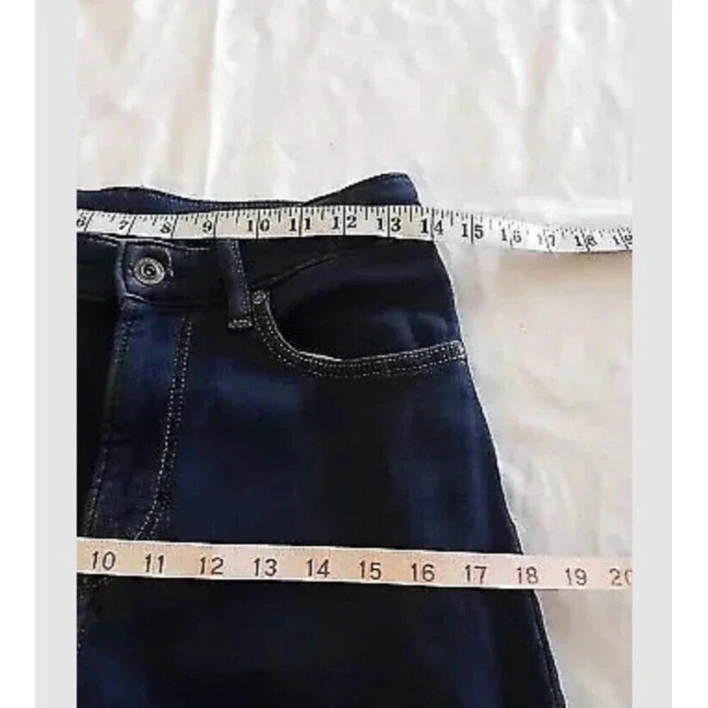 Uniqlo Womens Jeans Waist Size 27-30 Straight Leg Denim Dark Drawstring Mid Rise